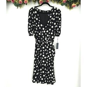 Tommy Hilfiger Black and White Polka Dot Plus Size Dress Size 16W NWT